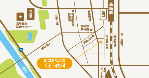 西口おなかのくどう内科アクセスマップ